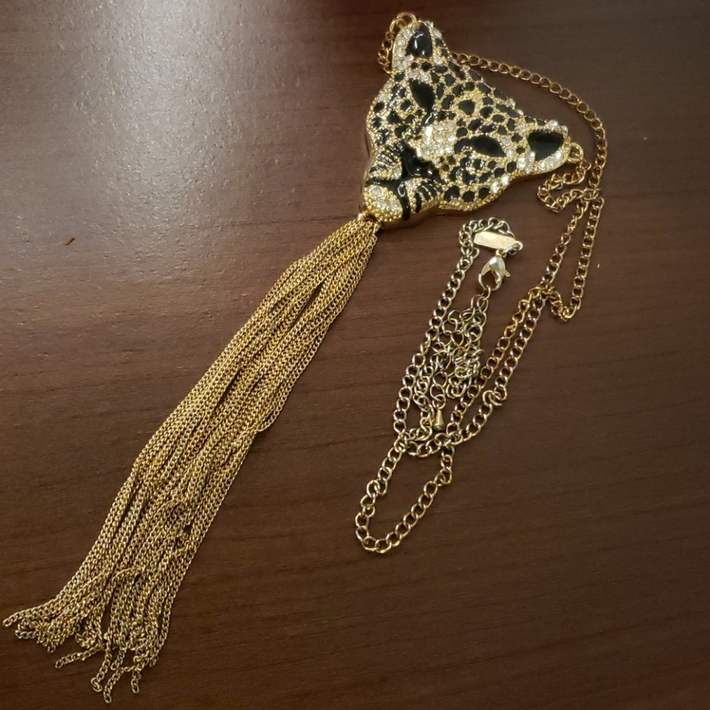 Leopard Chain Necklace -Gold & black